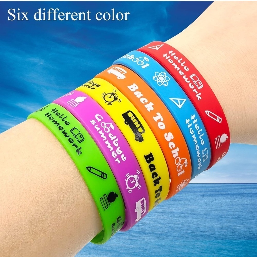 New 36-Pack Back to School Silicone Wristbands Party Favors – 6 Colors, 2 Styles